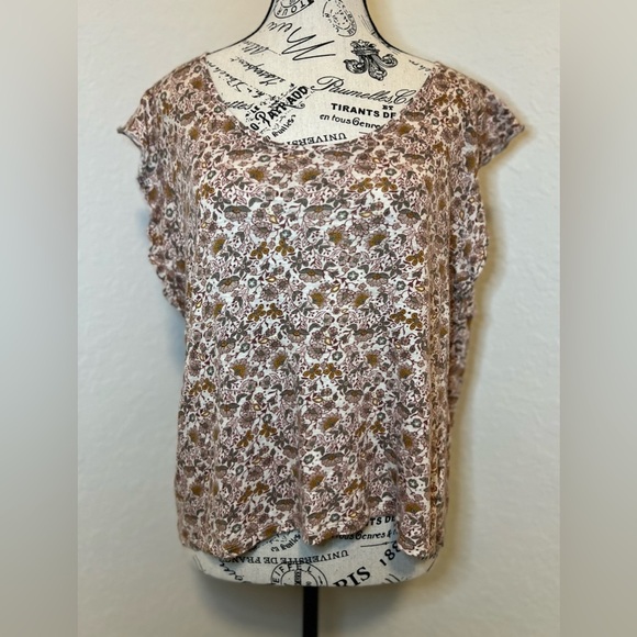 Rachel Zoe Linen Ruffled Cap Sleeve Blouse Ditzy Floral Print - Picture 1 of 9